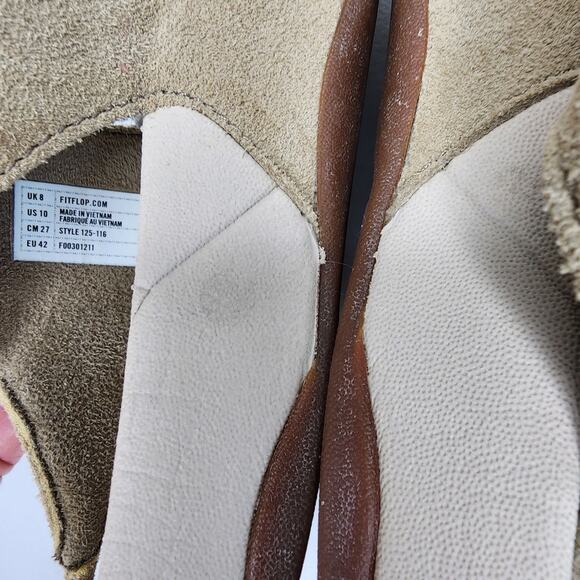 Fitflop Hooper Wobbleboard Buckle Sandals Beige Suede Size 10 - Picture 5 of 7